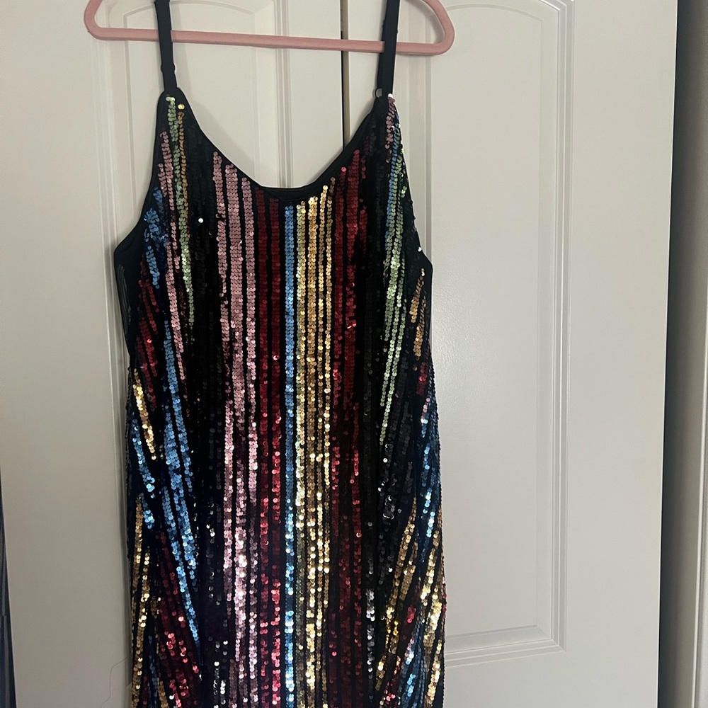 Torrid Multicolor Sequin Striped Dress 3X